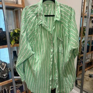 Aerie Linen Blend Cover Up Shirt
